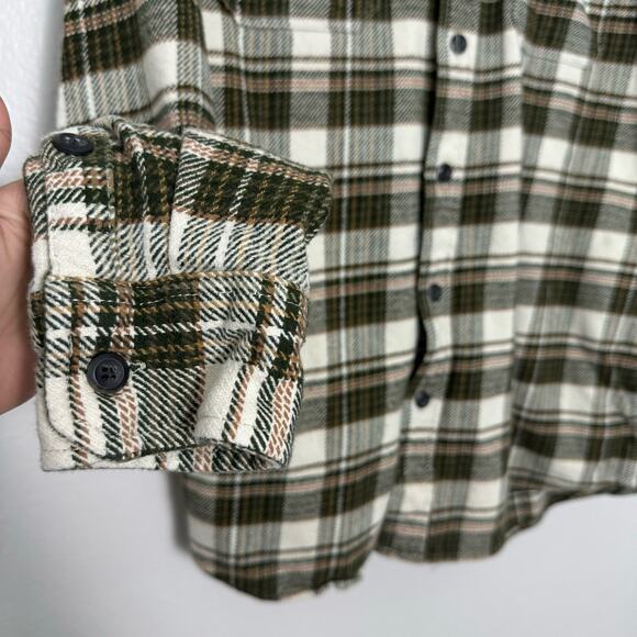 Orvis Men'sGreen Plaid Flannel Shirt Button Down Longsleeve Shacket Size Medium - Picture 5 of 10